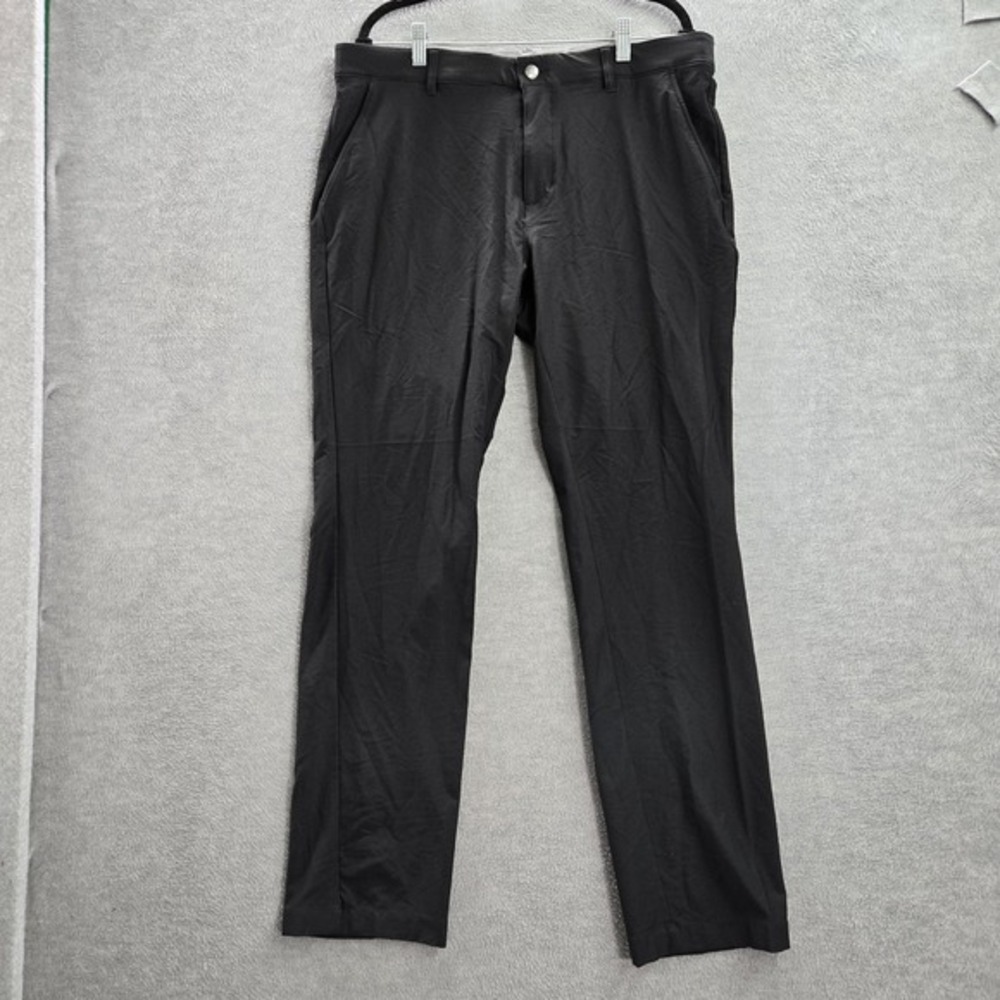 Adidas Men Pants 36X34 Black Chino Nylon‎ Polyester Straight Mid Rise Pockets